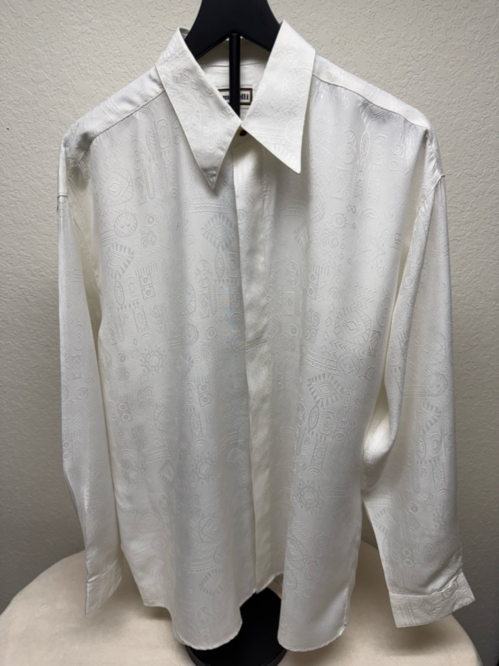 Source Unknown White Subtle Pattern Dress Shirt